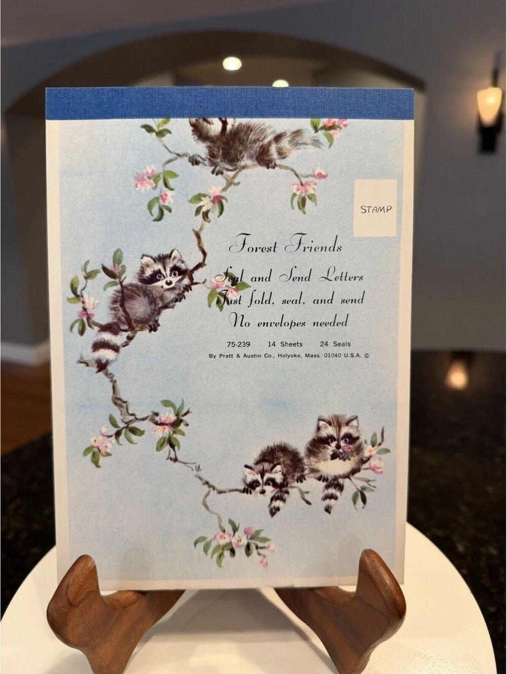Vtg Pratt Austin’s Forest Friends Seal & Send Stationary Raccoons Set Of 3 New